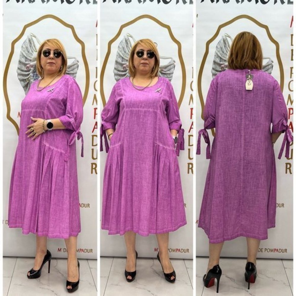 Designer purple cotton dress pin butterfly lightweight midi large sizes pockets